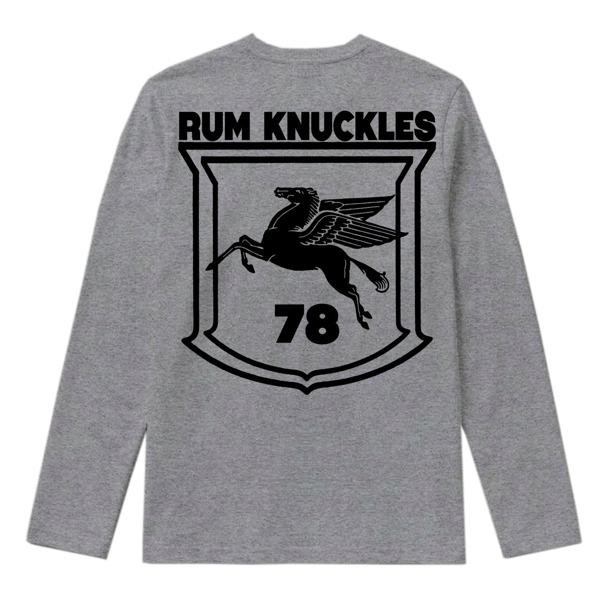 RUM KNUCKLES FLYING HORSE Long Sleeve Tee - Heather Grey - back