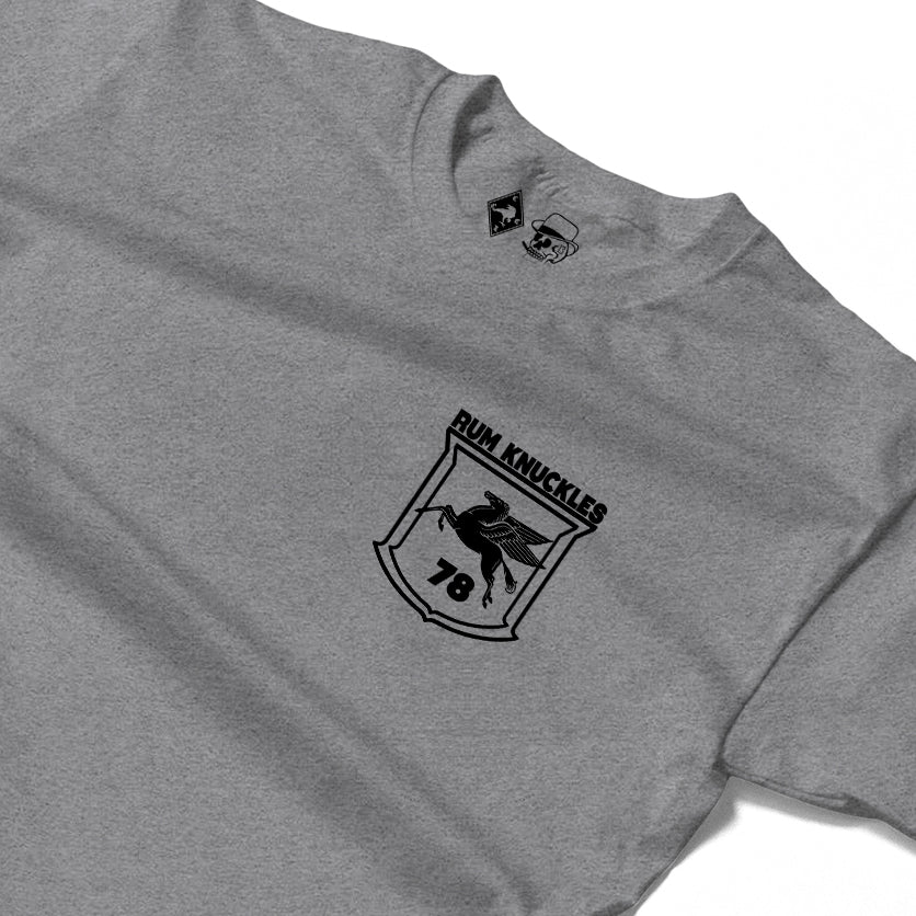 RUM KNUCKLES FLYING HORSE Long Sleeve Tee - Heather Grey - detail