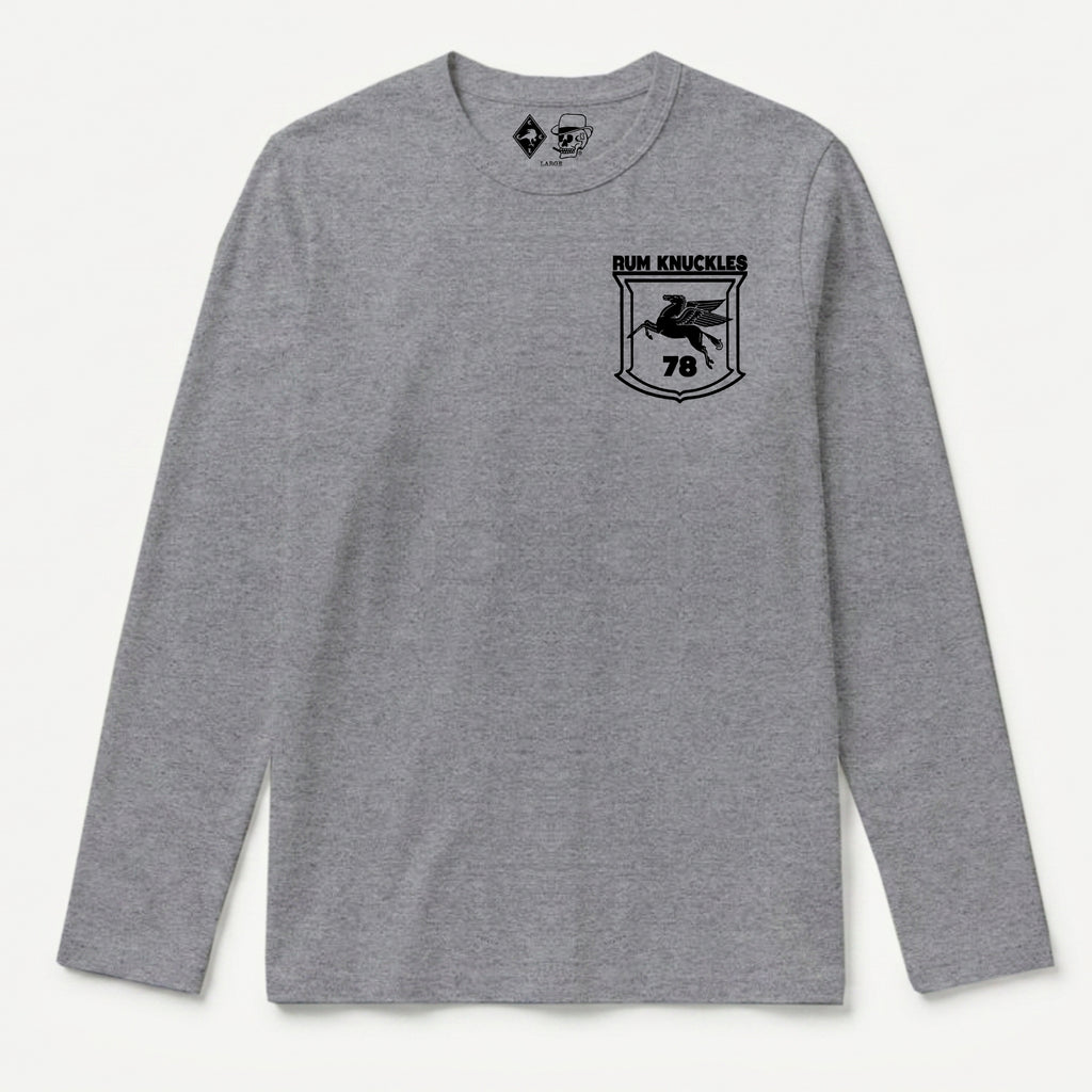 RUM KNUCKLES FLYING HORSE Long Sleeve Tee - Heather Grey - front