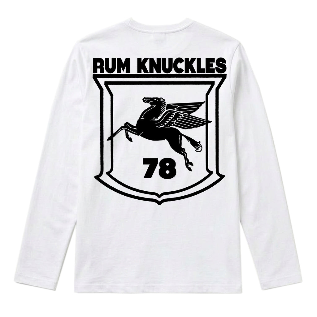 RUM KNUCKLES FLYING HORSE Long Sleeve Tee - White - back