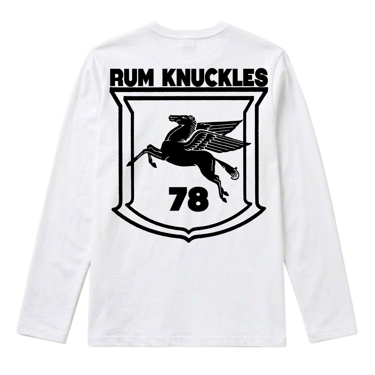 RUM KNUCKLES FLYING HORSE Long Sleeve Tee - White - back