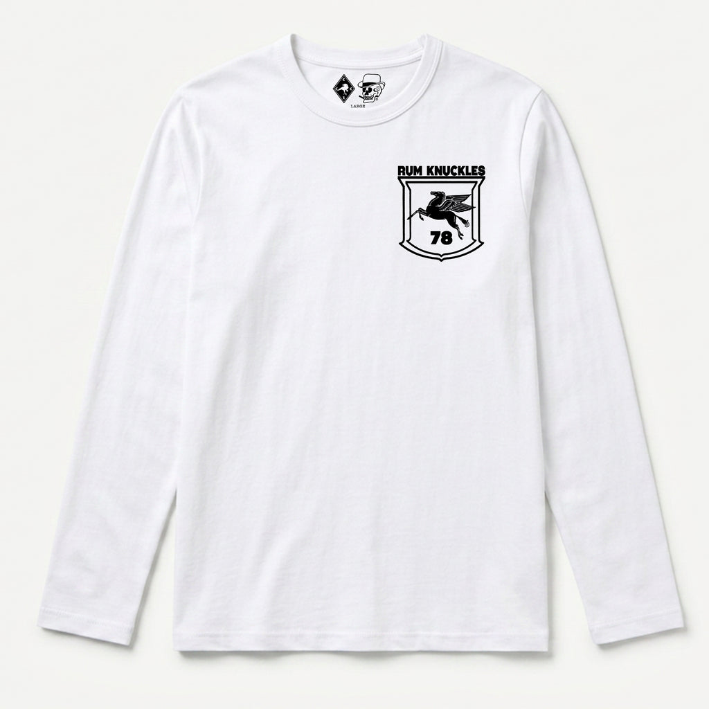 RUM KNUCKLES FLYING HORSE Long Sleeve Tee - White - front