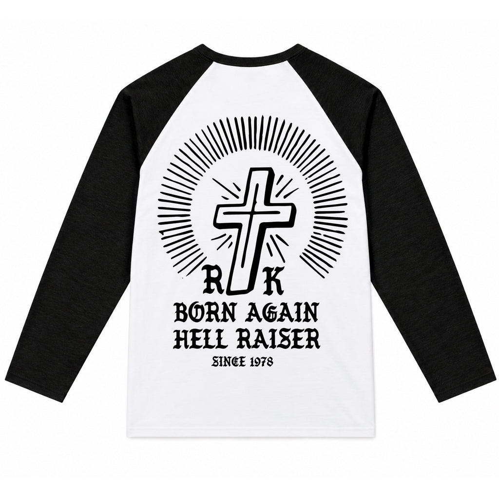 RUM KNUCKLES BORN AGAIN Baseball Tee - White/Black - back