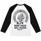 RUM KNUCKLES BORN AGAIN Baseball Tee - White/Black - back