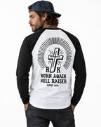 RUM KNUCKLES BORN AGAIN Baseball Tee - White/Black - model back