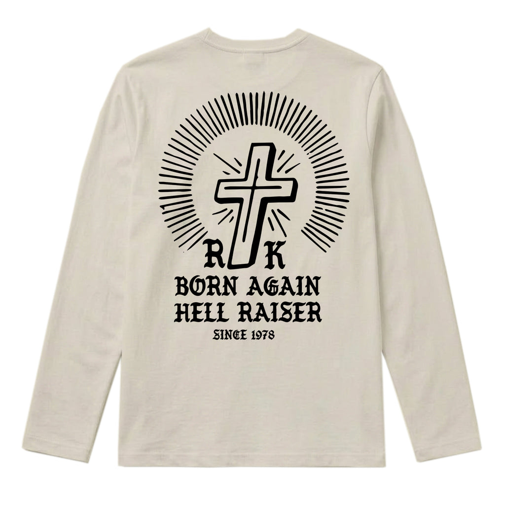 RUM KNUCKLES BORN AGAIN Long Sleeve Tee - Ecru - back