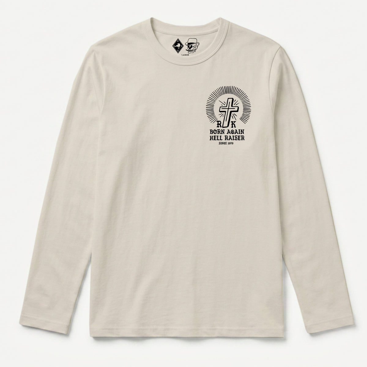RUM KNUCKLES BORN AGAIN Long Sleeve Tee - Ecru - front