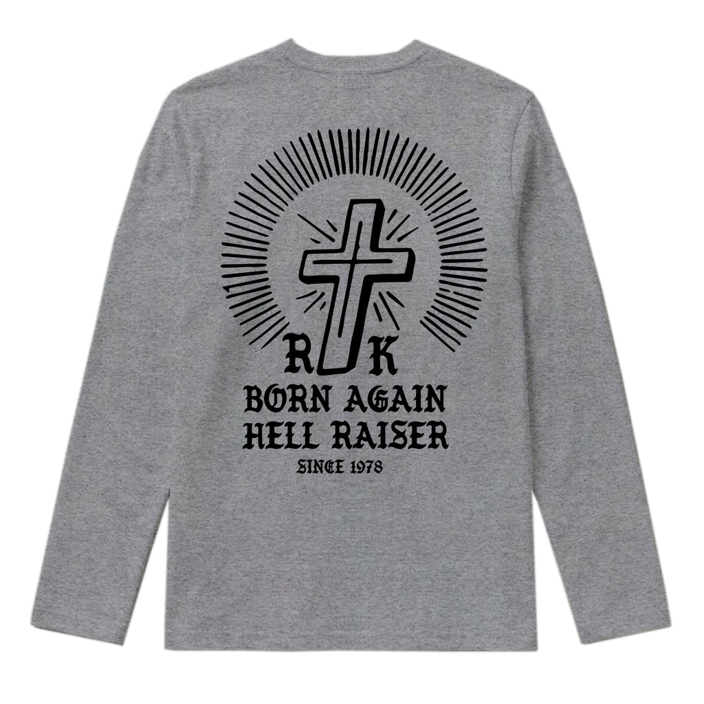 RUM KNUCKLES BORN AGAIN Long Sleeve Tee - Heather Grey - back