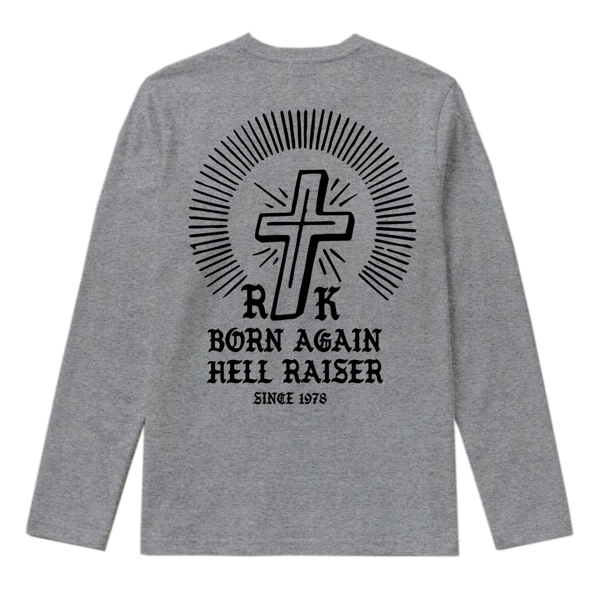 RUM KNUCKLES BORN AGAIN Long Sleeve Tee - Heather Grey - back