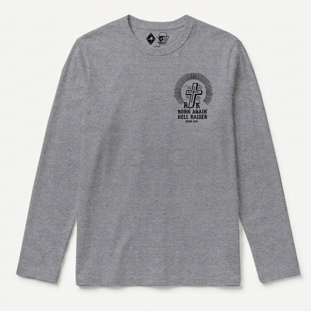 RUM KNUCKLES BORN AGAIN Long Sleeve Tee - Heather Grey - front