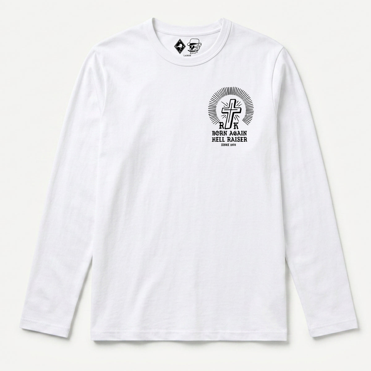 RUM KNUCKLES BORN AGAIN Long Sleeve Tee - White - front