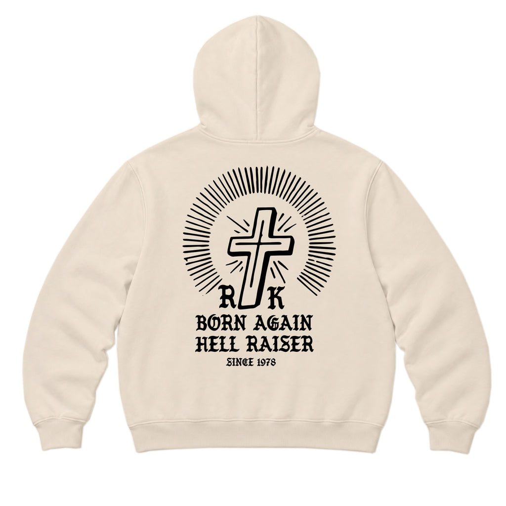 RUM KNUCKLES BORN AGAIN Zip Hoodie - Ecru - back