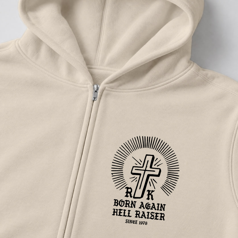 RUM KNUCKLES BORN AGAIN Zip Hoodie - Ecru - detail