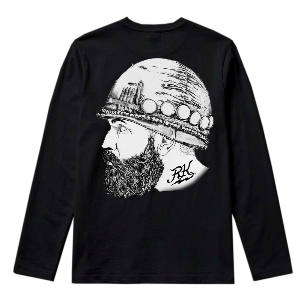 RUM KNUCKLES SOLDIER Long Sleeve Tee - Black - back