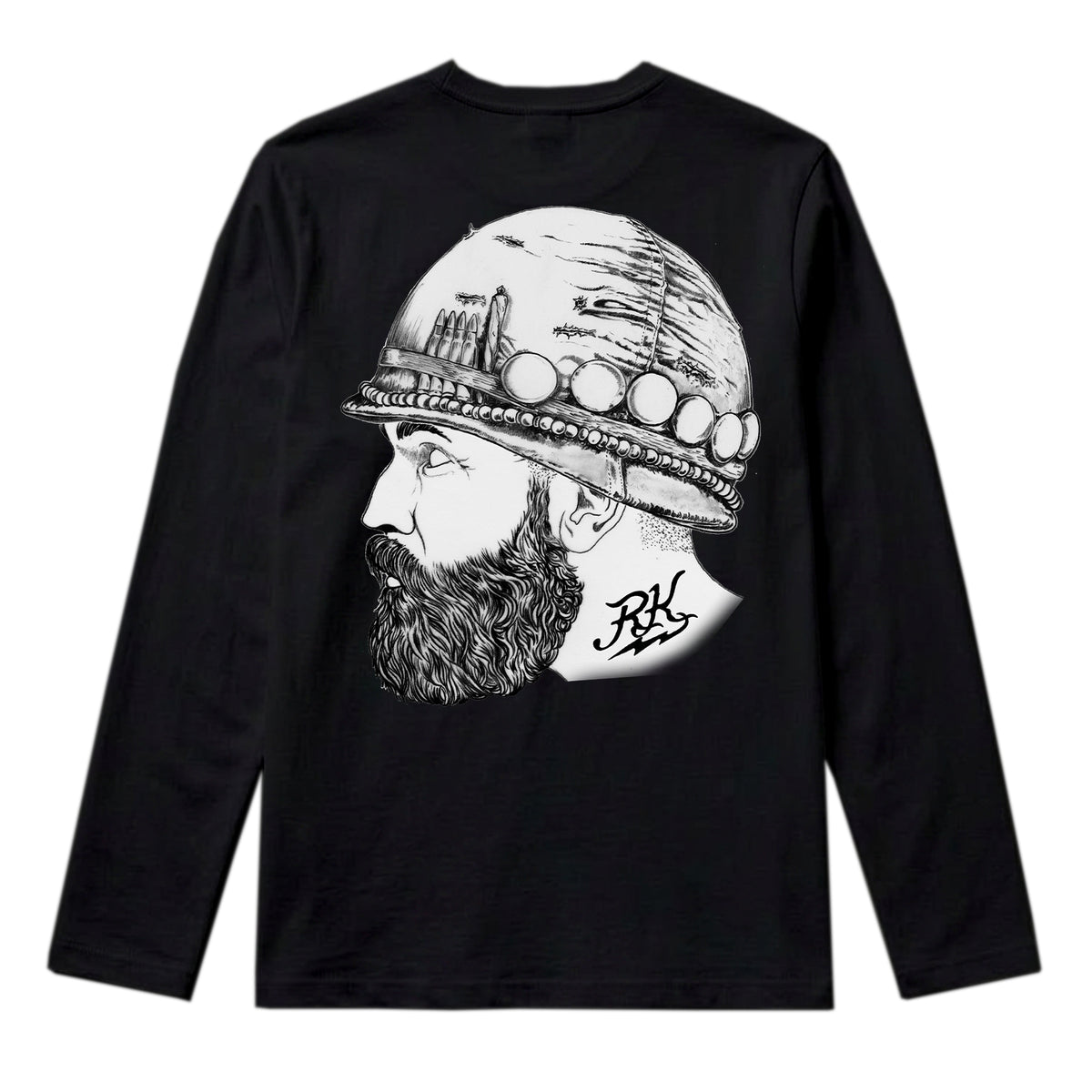 RUM KNUCKLES SOLDIER Long Sleeve Tee - Black - back