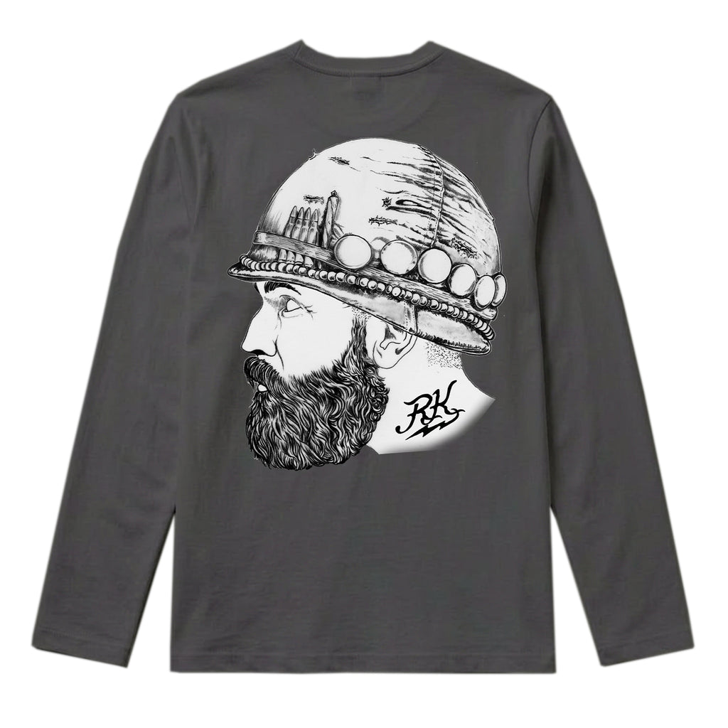 RUM KNUCKLES SOLDIER Long Sleeve Tee - Charcoal - back