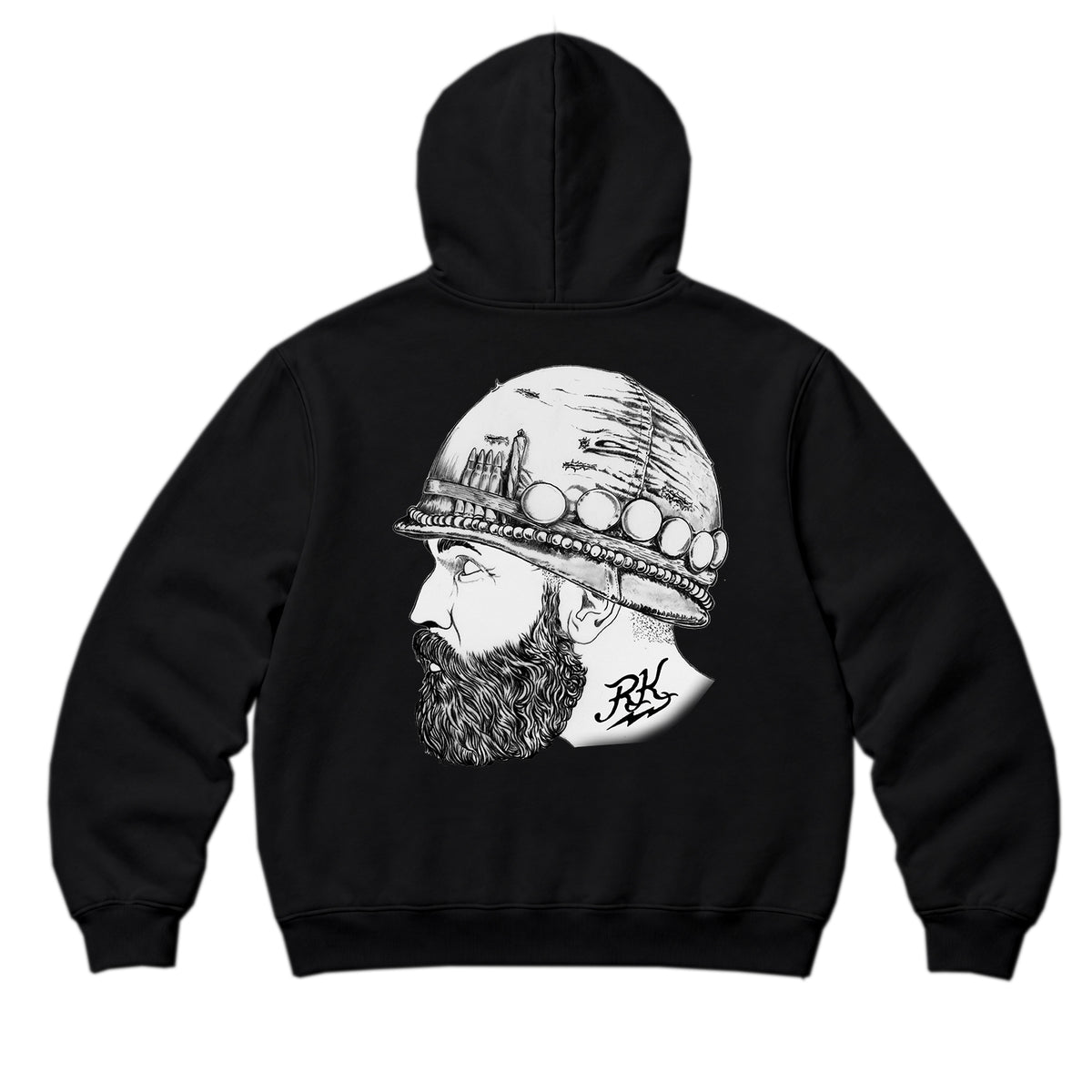 RUM KNUCKLES SOLDIER Zip Hoodie - Black - back