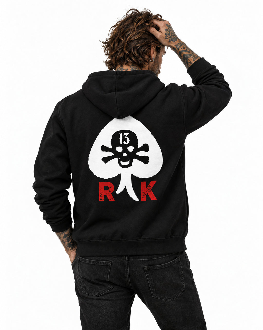 RUM KNUCKLES RK SPADE 13 Zip Hoodie - Black - model back