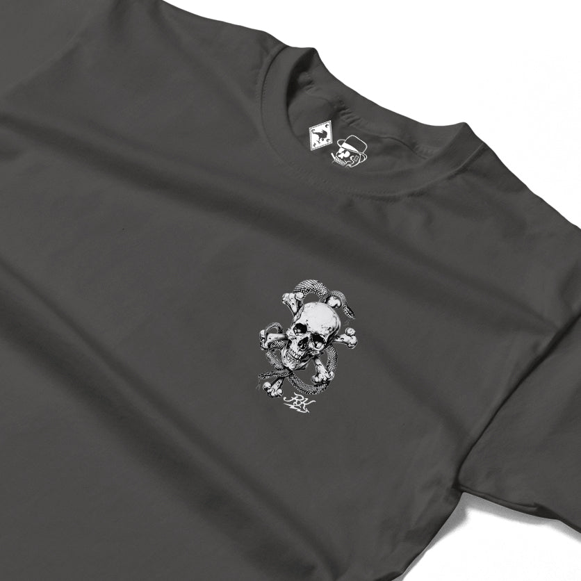 RUM KNUCKLES CROSS BONES Long Sleeve Tee - Charcoal - detail