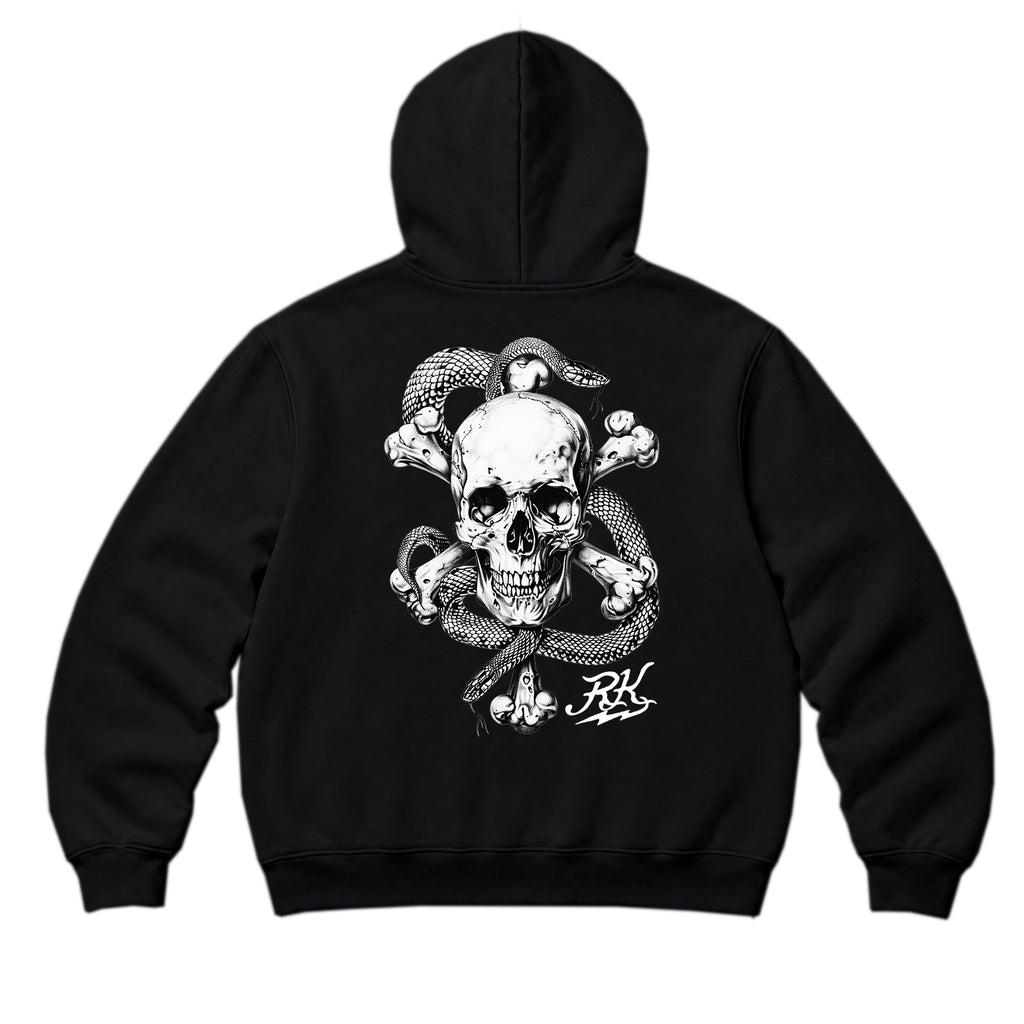 RUM KNUCKLES CROSS BONES Zip Hoodie - Black - back