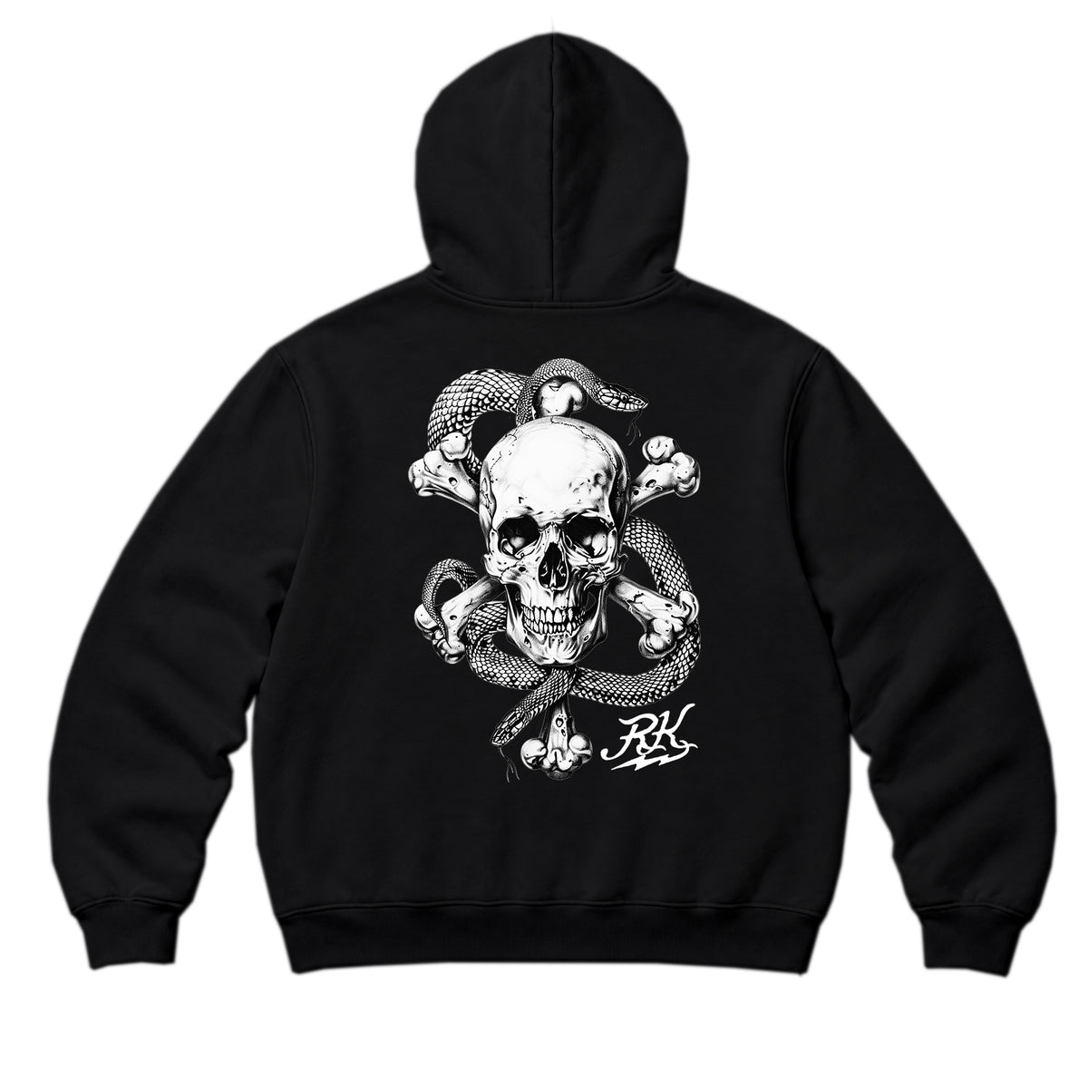 RUM KNUCKLES CROSS BONES Zip Hoodie - Black - back