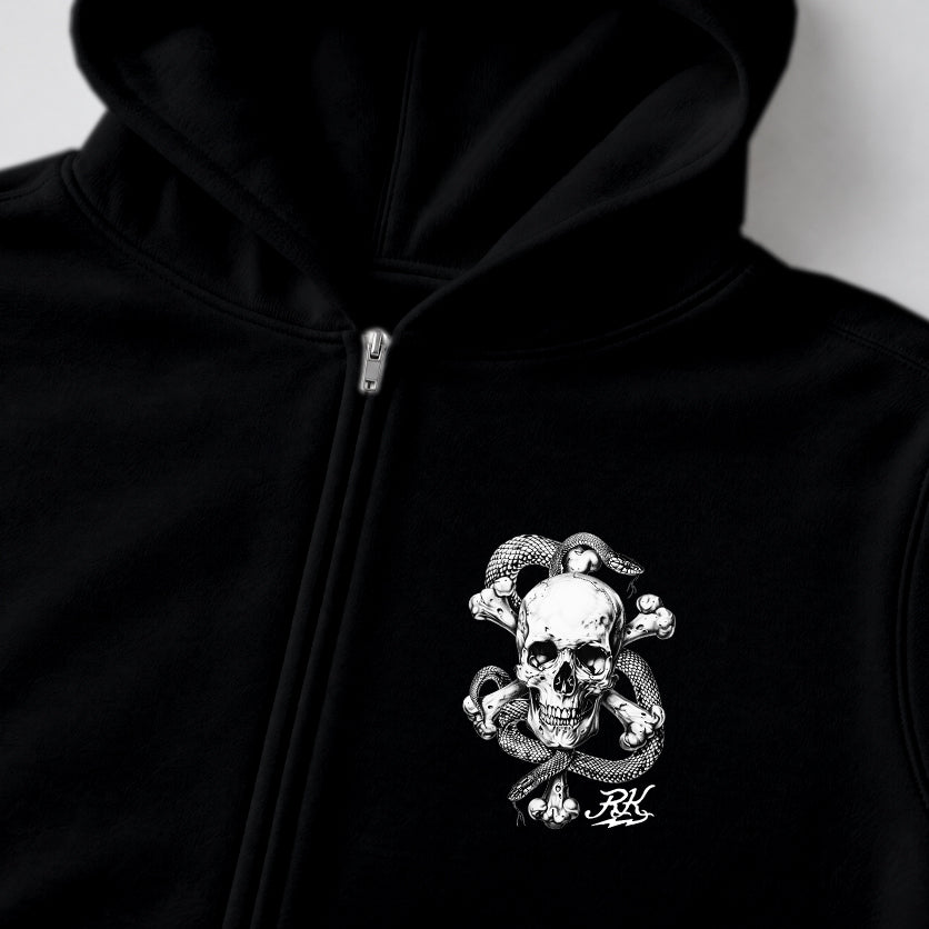 RUM KNUCKLES CROSS BONES Zip Hoodie - Black - detail