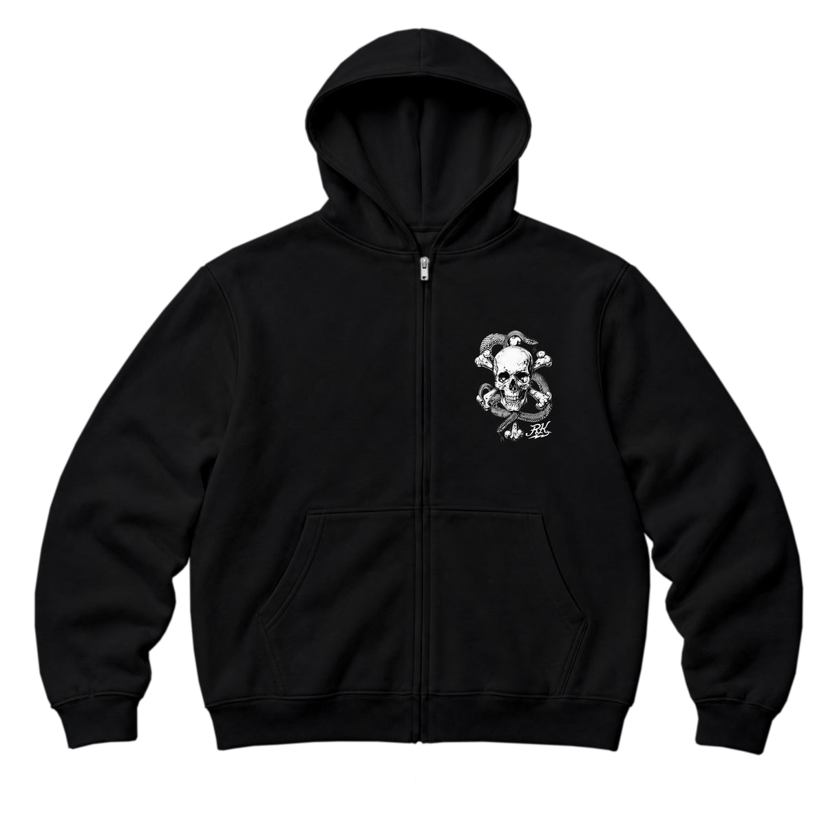 RUM KNUCKLES CROSS BONES Zip Hoodie - Black - front