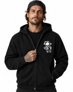 RUM KNUCKLES CROSS BONES Zip Hoodie - Black - model front