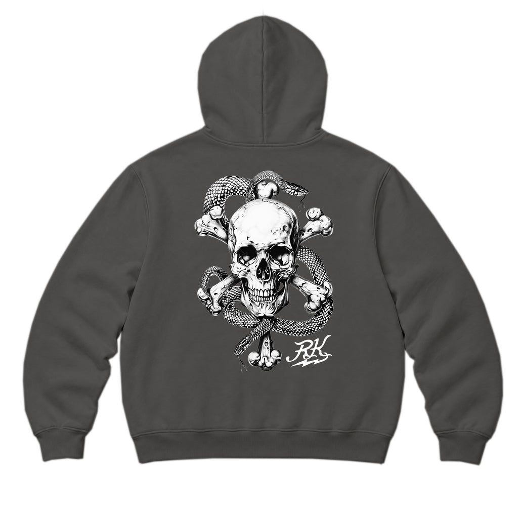 RUM KNUCKLES CROSS BONES Zip Hoodie - Charcoal - back