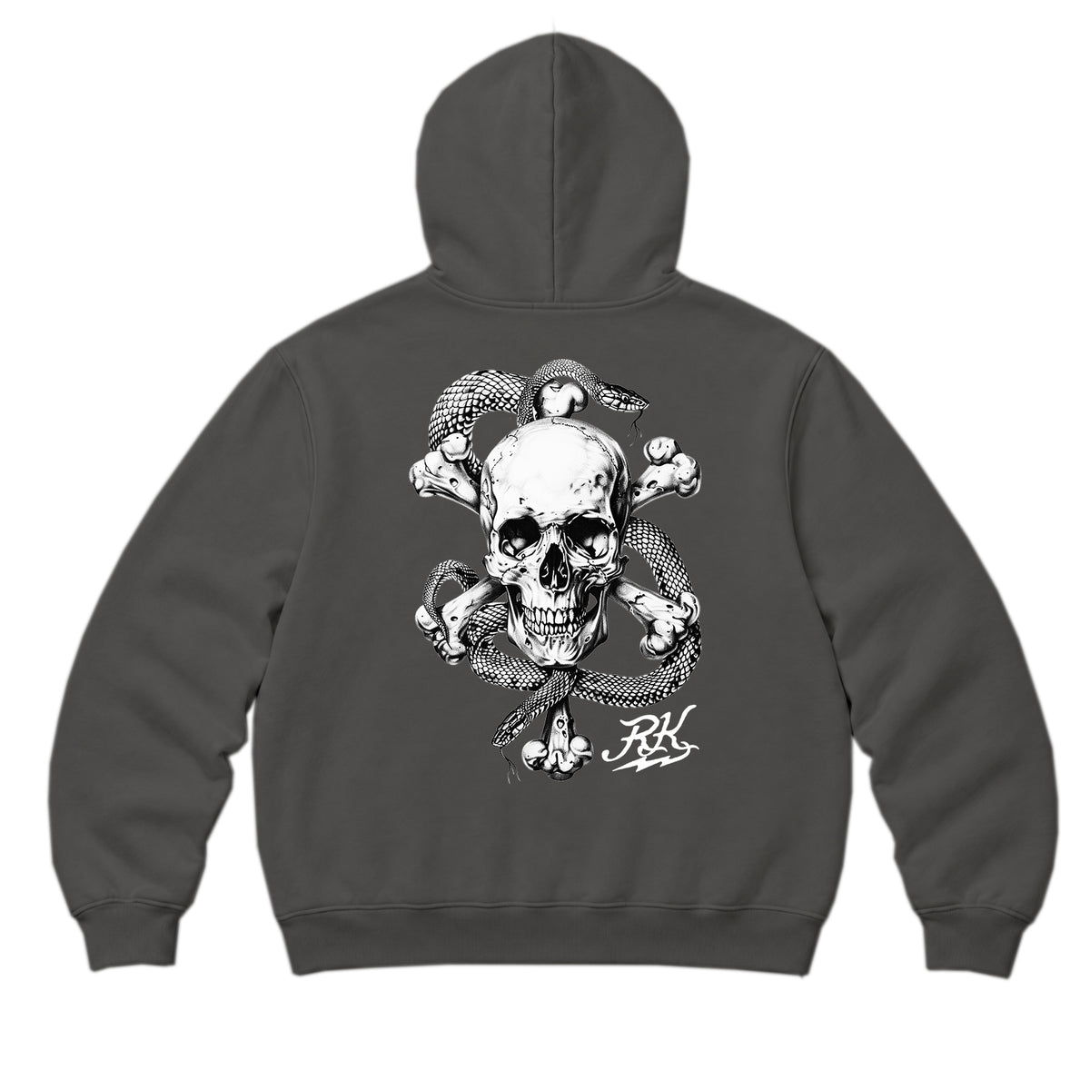RUM KNUCKLES CROSS BONES Zip Hoodie - Charcoal - back