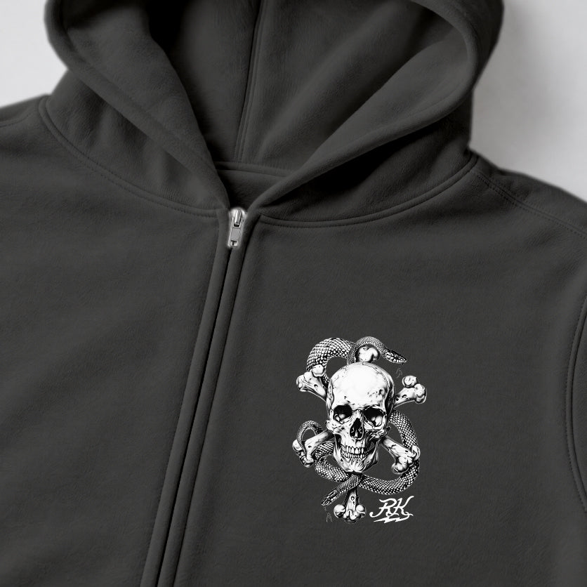 RUM KNUCKLES CROSS BONES Zip Hoodie - Charcoal - detail