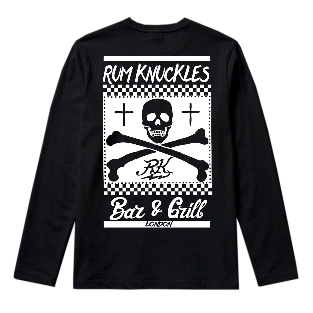 RUM KNUCKLES BAR & GRILL Long Sleeve Tee - Black - back