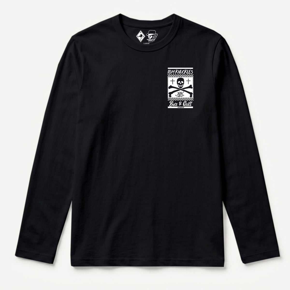 RUM KNUCKLES BAR & GRILL Long Sleeve Tee - Black - front