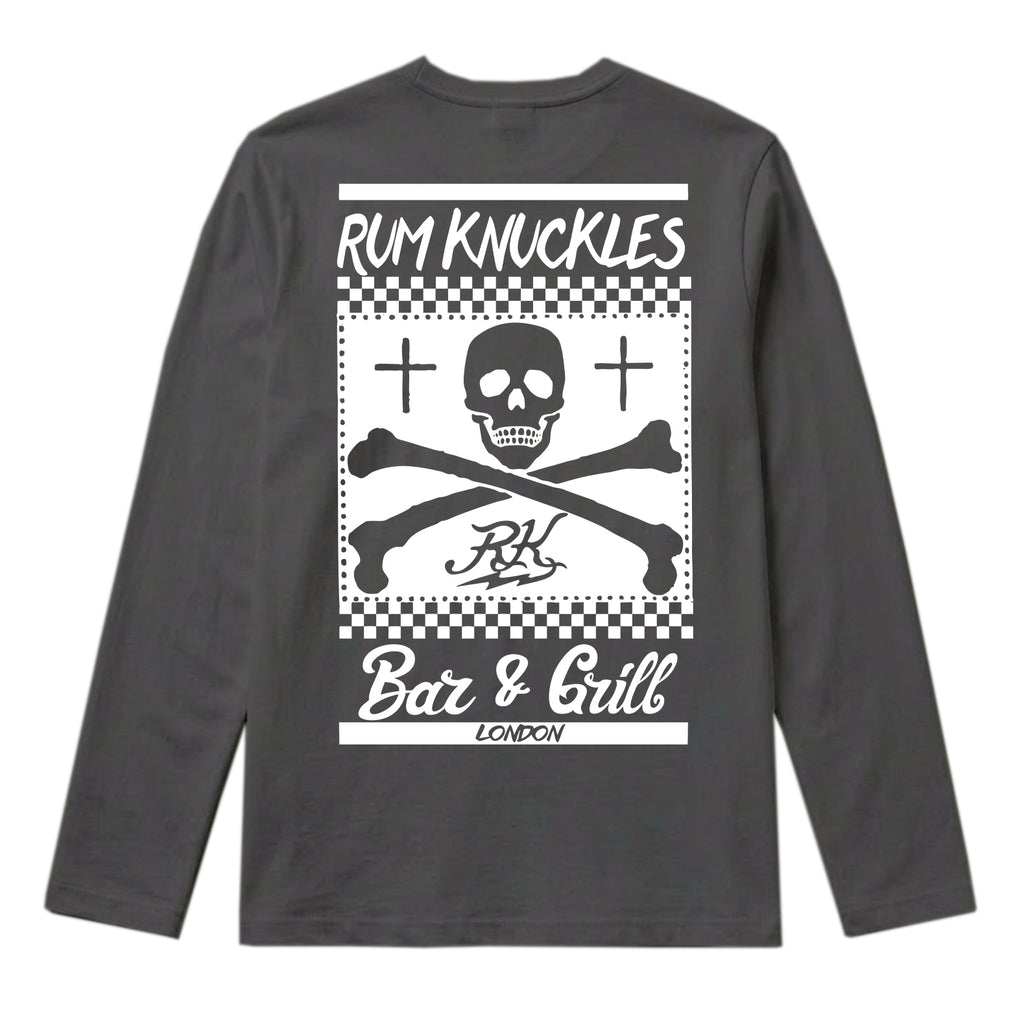 RUM KNUCKLES BAR & GRILL Long Sleeve Tee - Charcoal - back