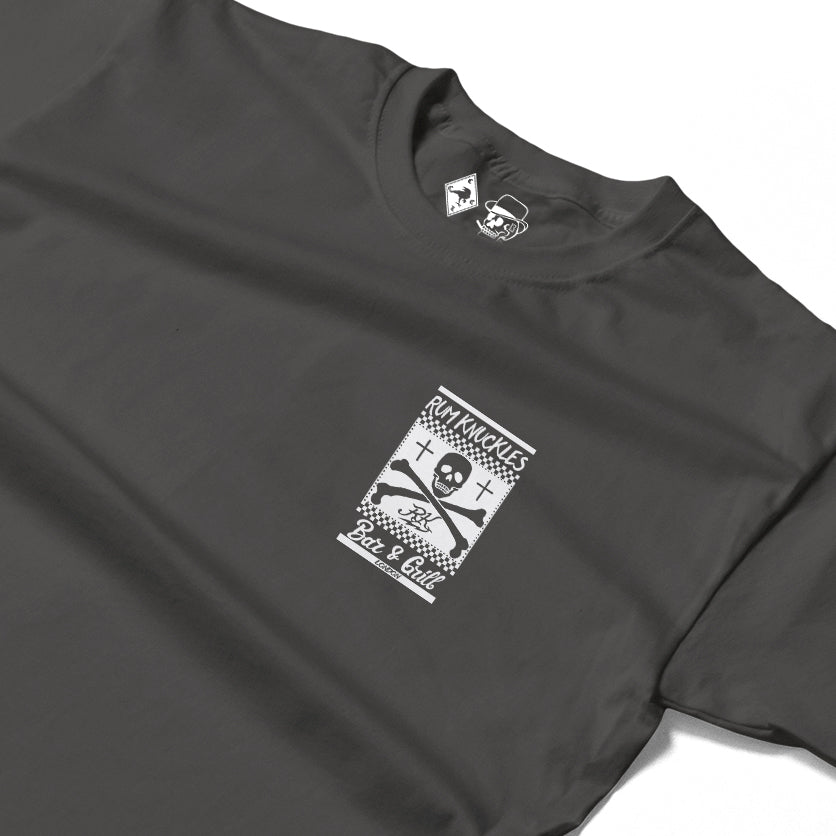 RUM KNUCKLES BAR & GRILL Long Sleeve Tee - Charcoal - detail