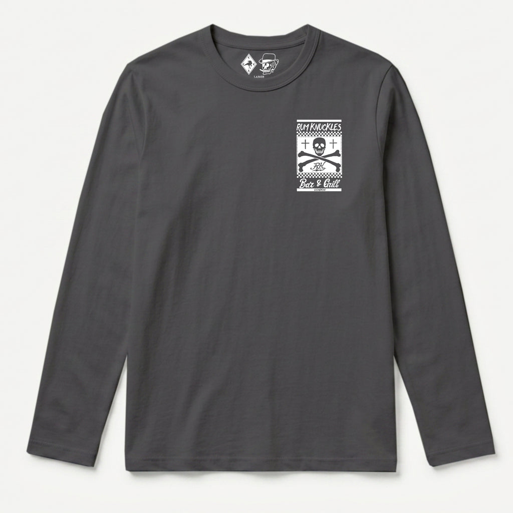 RUM KNUCKLES BAR & GRILL Long Sleeve Tee - Charcoal - front