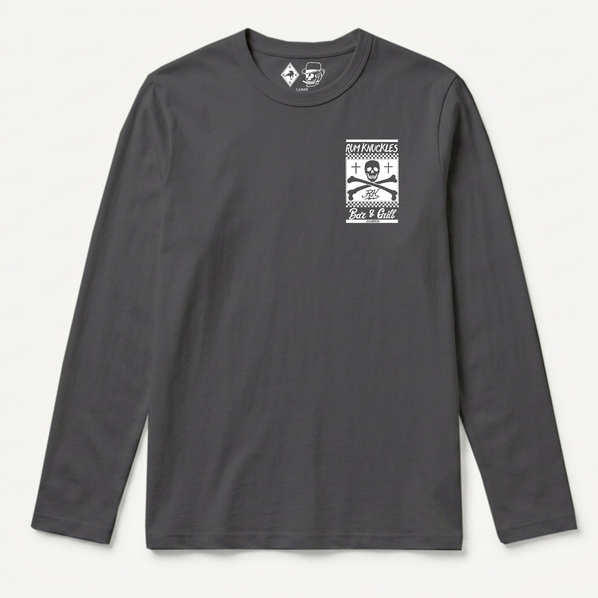 RUM KNUCKLES BAR & GRILL Long Sleeve Tee - Charcoal - front
