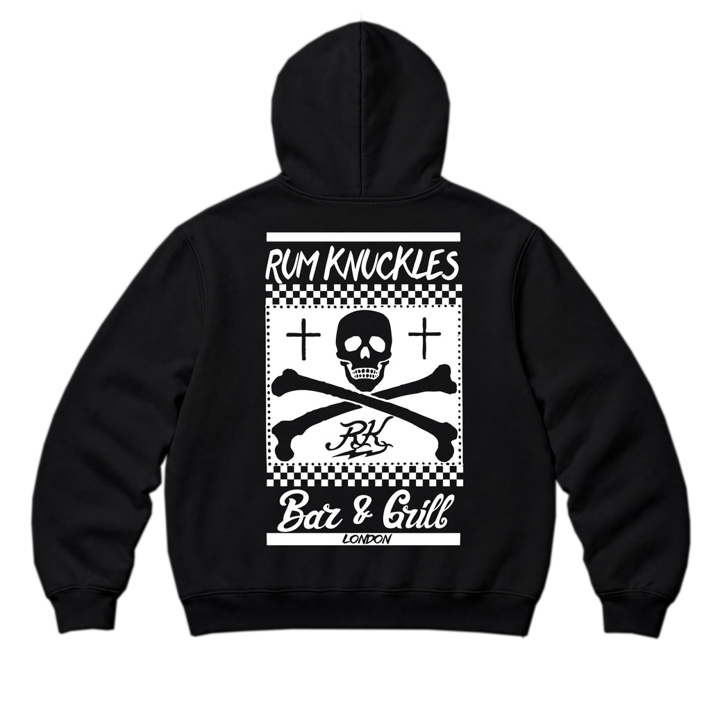 RUM KNUCKLES BAR & GRILL Zip Hoodie - Black - back