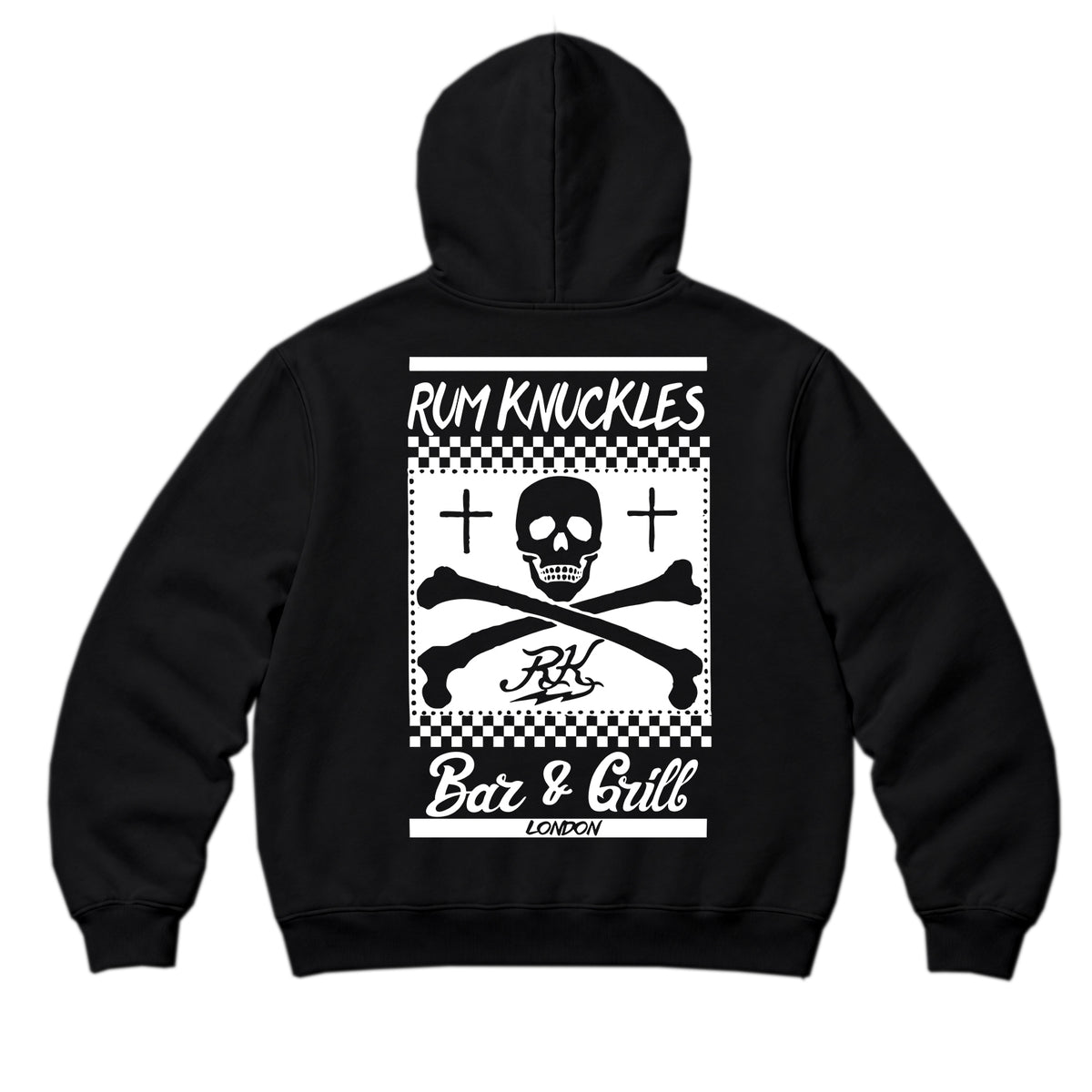 RUM KNUCKLES BAR & GRILL Zip Hoodie - Black - back