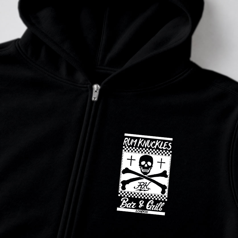 RUM KNUCKLES BAR & GRILL Zip Hoodie - Black - detail