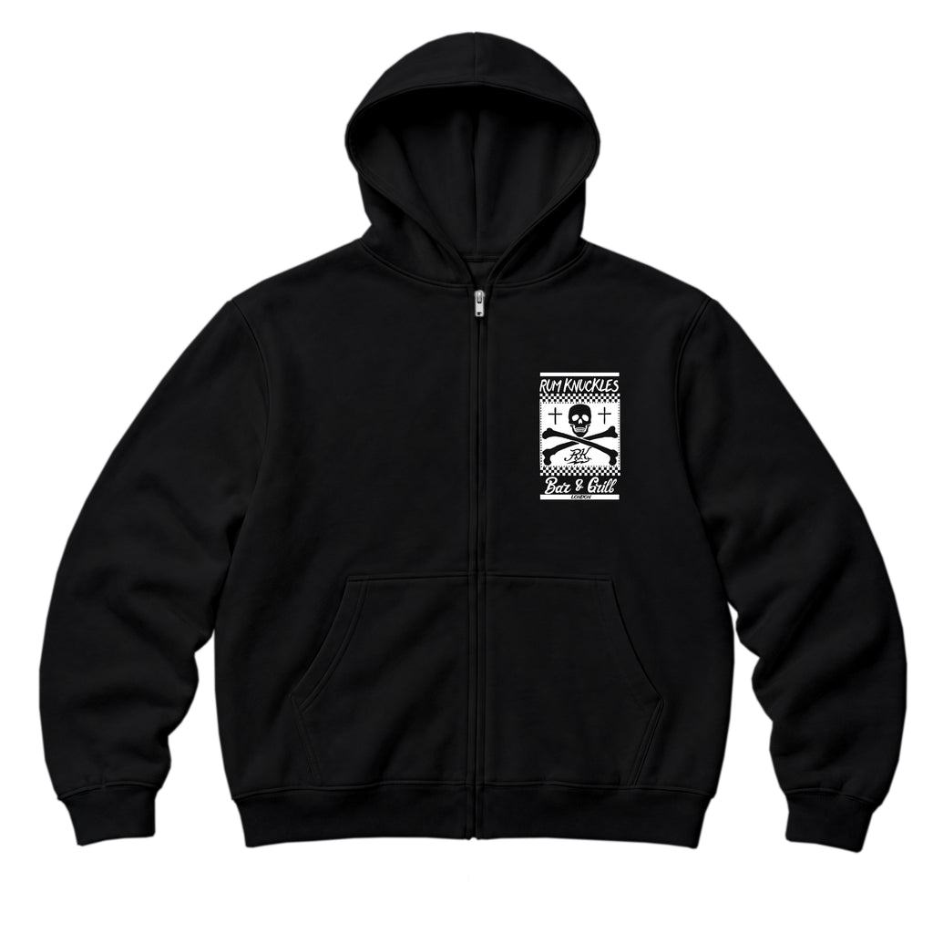 RUM KNUCKLES BAR & GRILL Zip Hoodie - Black - front