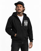 RUM KNUCKLES BAR & GRILL Zip Hoodie - Black - model front