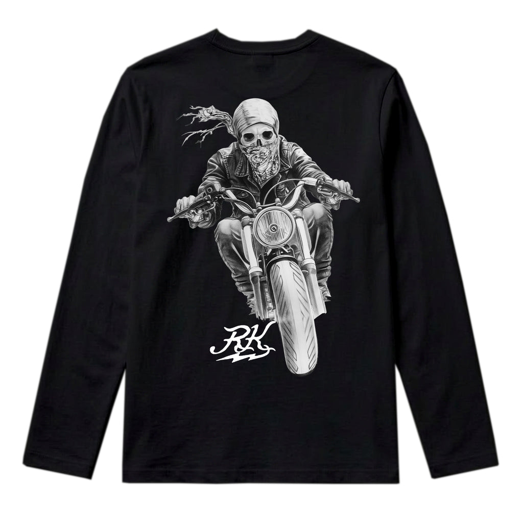 RUM KNUCKLES GHOST RIDER Long Sleeve Tee - Black - back