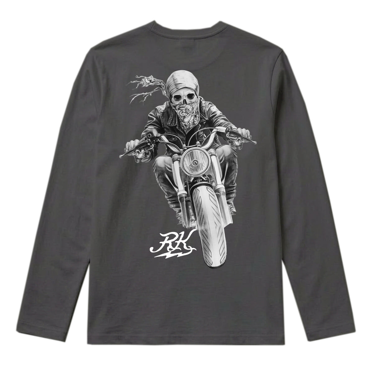 RUM KNUCKLES GHOST RIDER Long Sleeve Tee - Charcoal - back