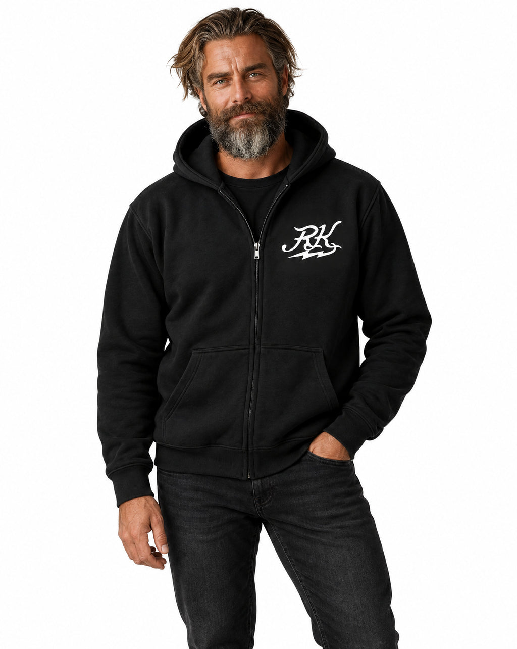 RUM KNUCKLES GHOST RIDER Zip Hoodie - Black - model front