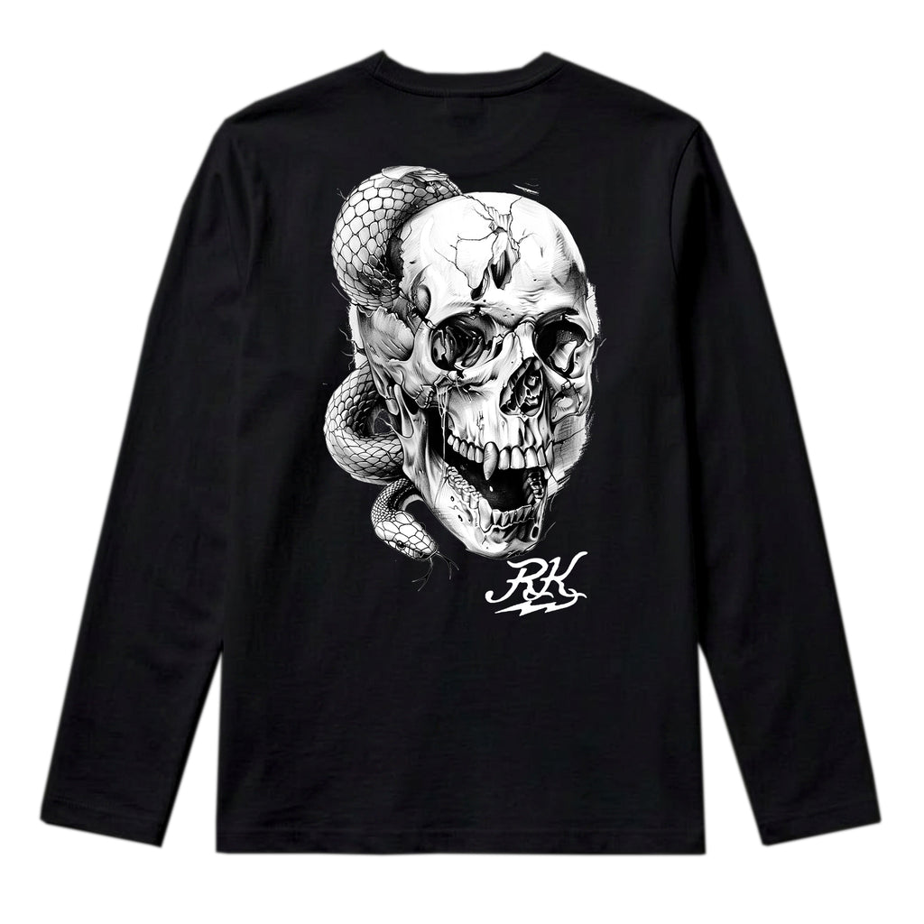 RUM KNUCKLES SKULL SNAKE Long Sleeve Tee - Black - back