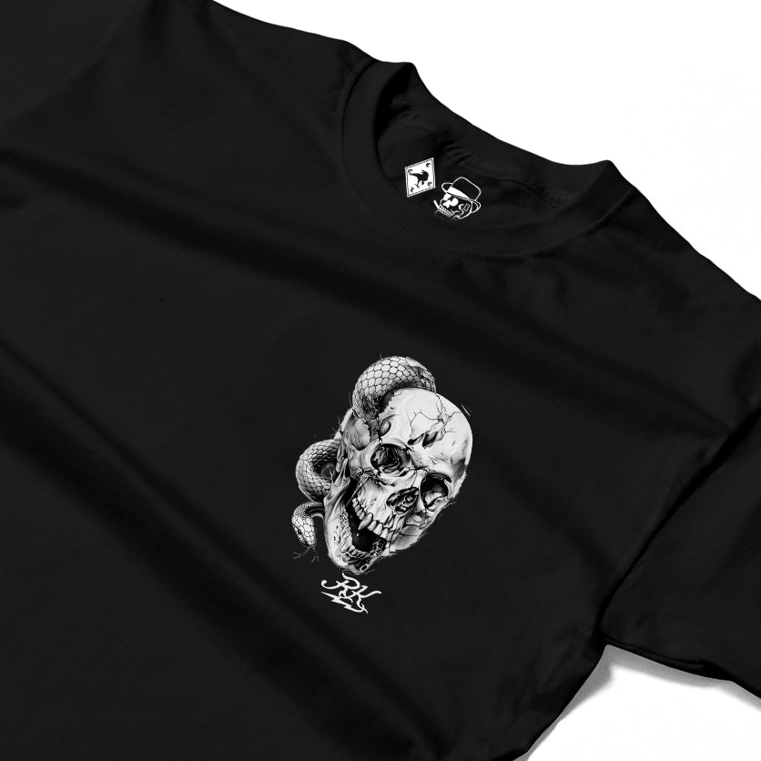 RUM KNUCKLES SKULL SNAKE Long Sleeve Tee - Black - detail
