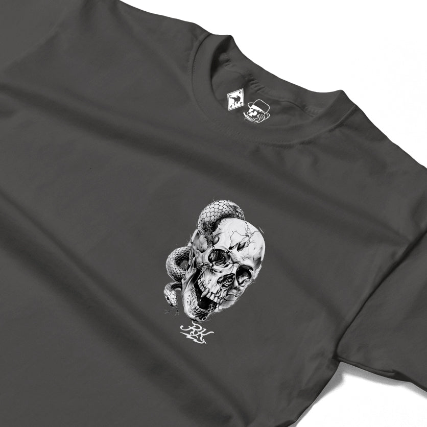 RUM KNUCKLES SKULL SNAKE Long Sleeve Tee - Charcoal - detail