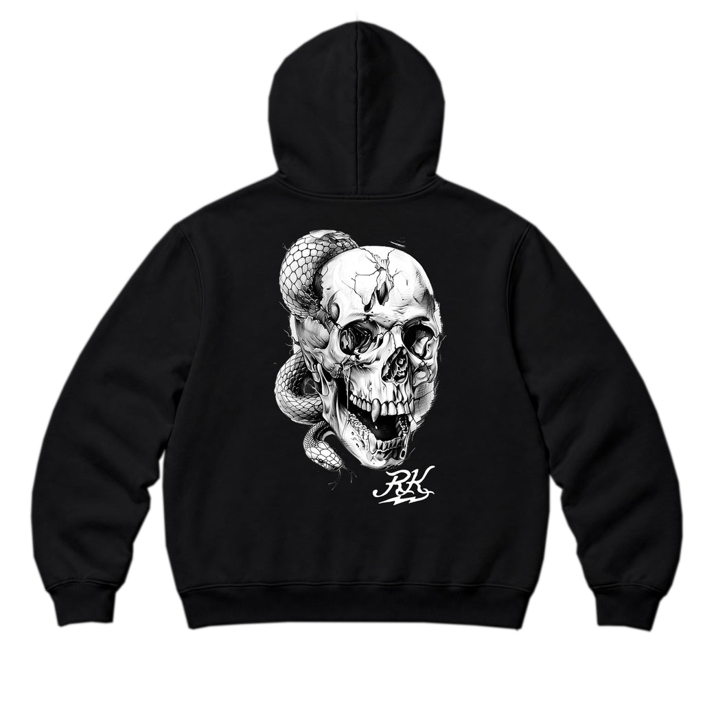 RUM KNUCKLES SKULL SNAKE Zip Hoodie - Black - back