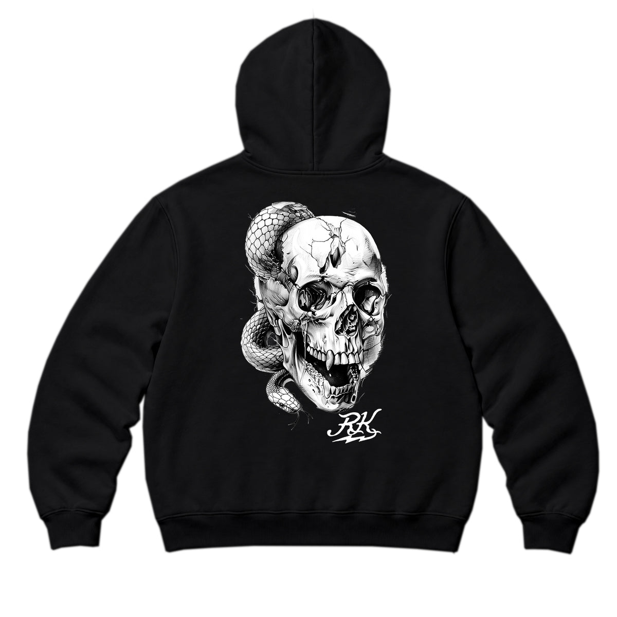 RUM KNUCKLES SKULL SNAKE Zip Hoodie - Black - back